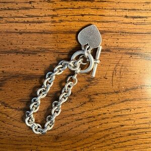 Silver Toggle Chain Bracelet with Heart Charm